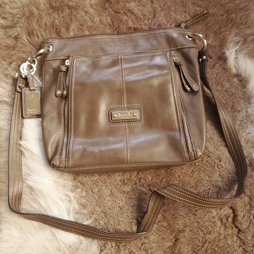 🌞 Tignanello | Taupe Crossbody Leather Purse